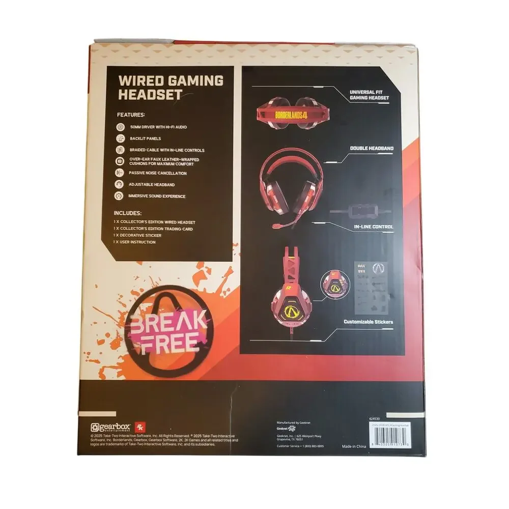 Borderlands Four 4 Wired Gaming Headset Deluxe Collector's Edition
